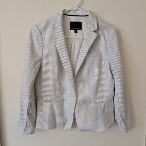 Banana Republic Womens 8 Linen Cotton Striped Blazer Sport Coat Preppy Classic
